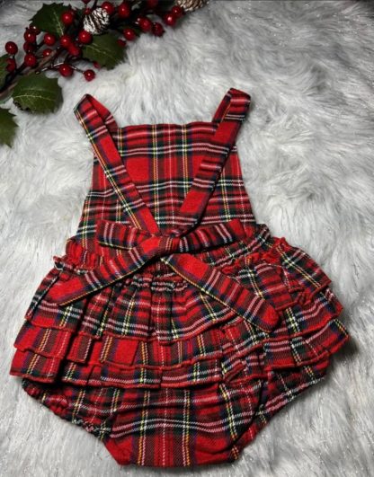 Personalised Christmas Tartan Romper Tartan Rear