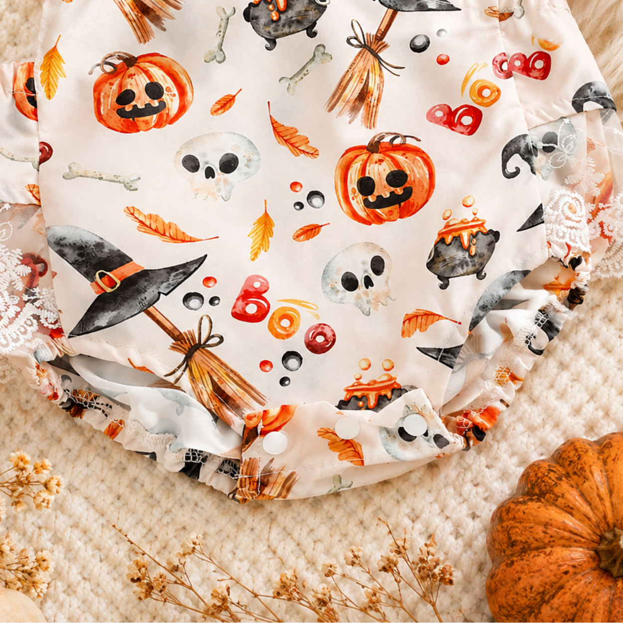 Halloween Baby Romper and Matching Headband - Image 3