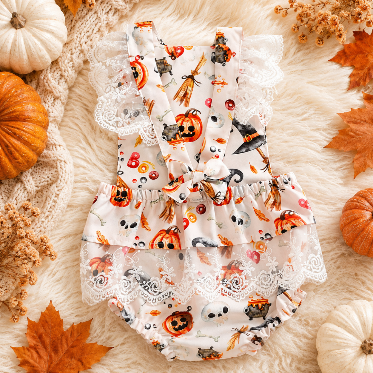 Halloween Baby Romper and Matching Headband - Image 4