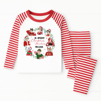 K Pop Girls Christmas Pyjamas Stripped Style