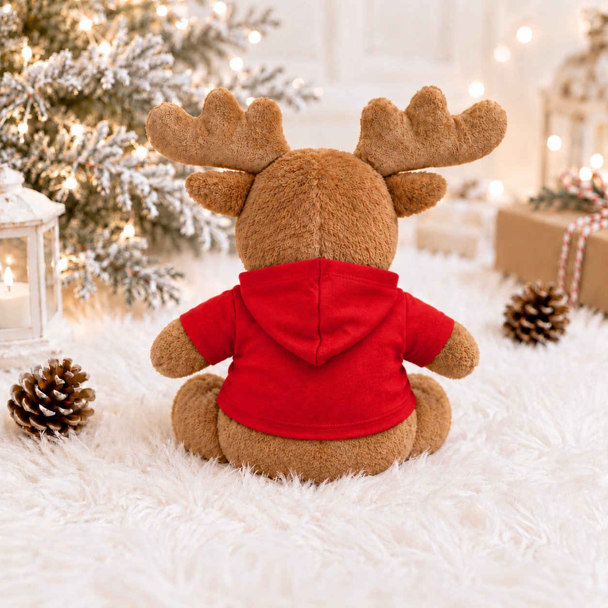 Personalised "Santa and His Sleigh" Hooded T-Shirt Reindeer - Image 3