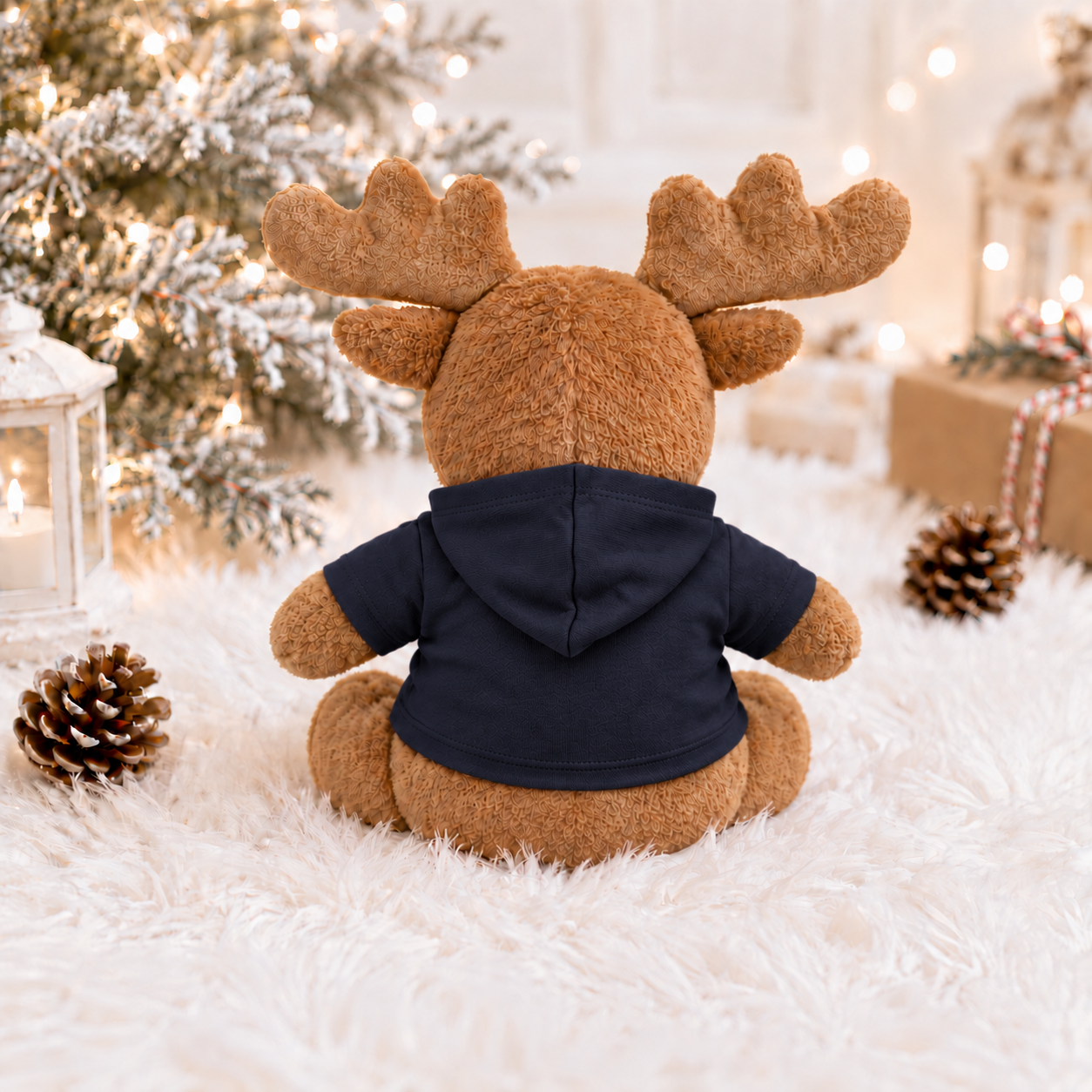 Personalised "Santa and His Sleigh" Hooded T-Shirt Reindeer - Image 5