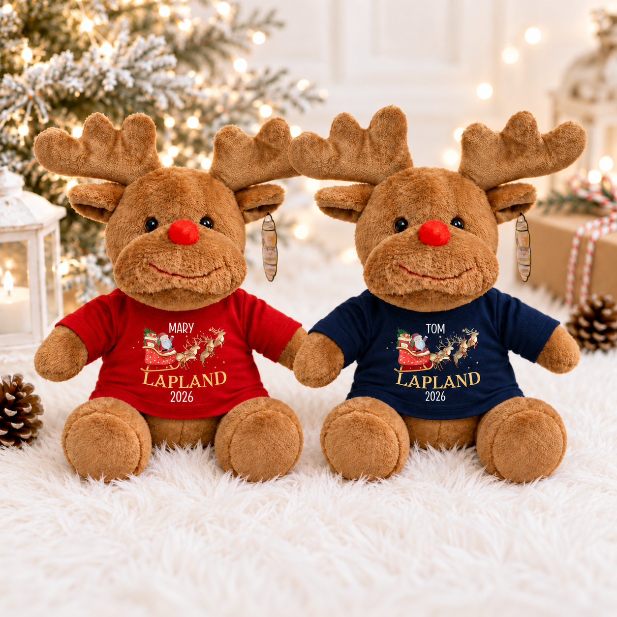 Personalised "Santa and His Sleigh" Hooded T-Shirt Reindeer