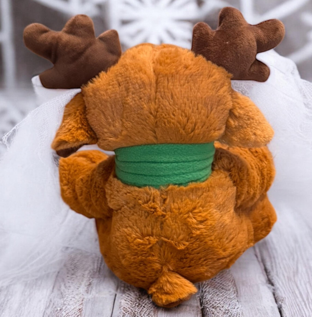 Personalised Lapland Reindeer (Reindeer 1 Dark Brown With Green Scarf) - Image 3
