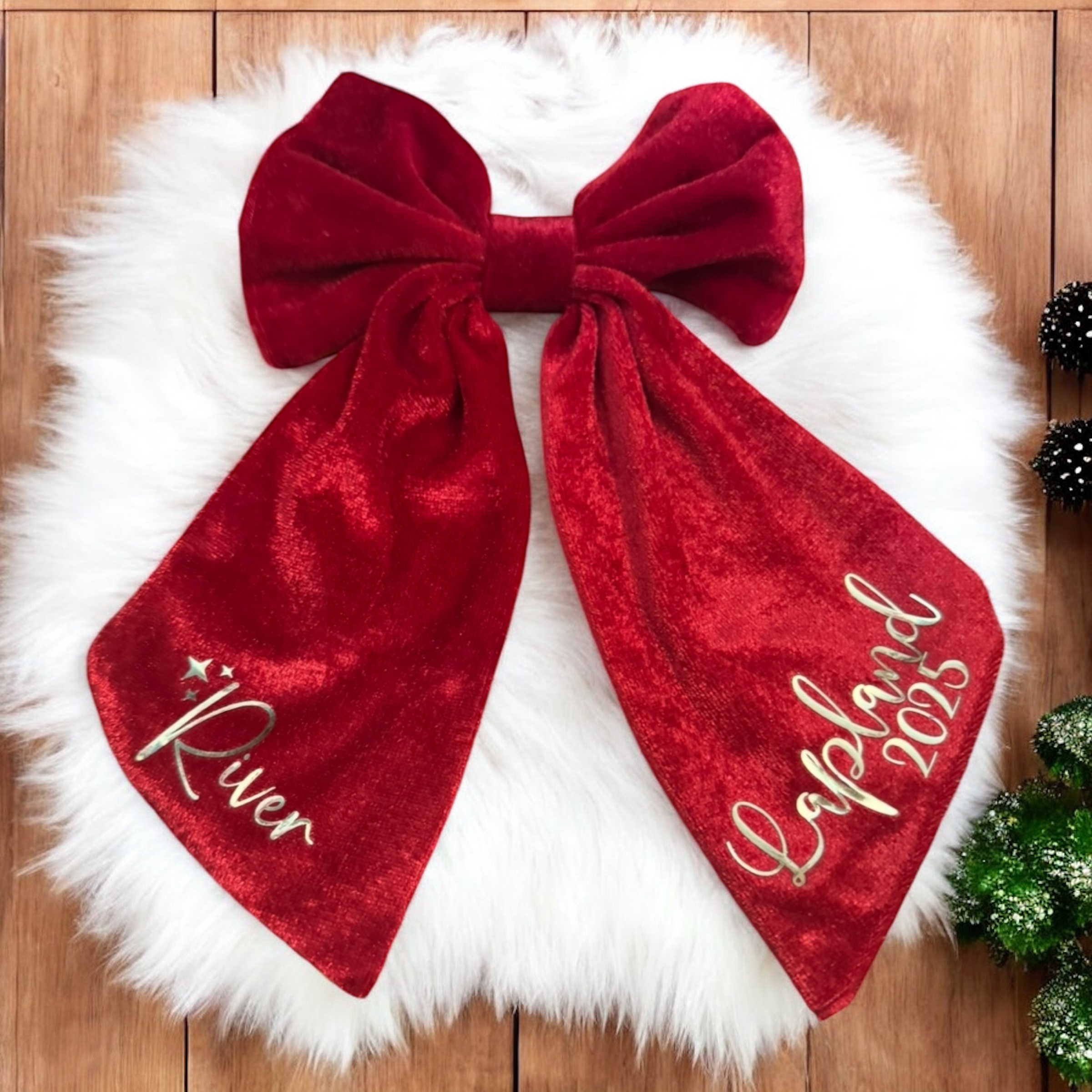 Personalised Lapland Bow Red or Navy - Image 5