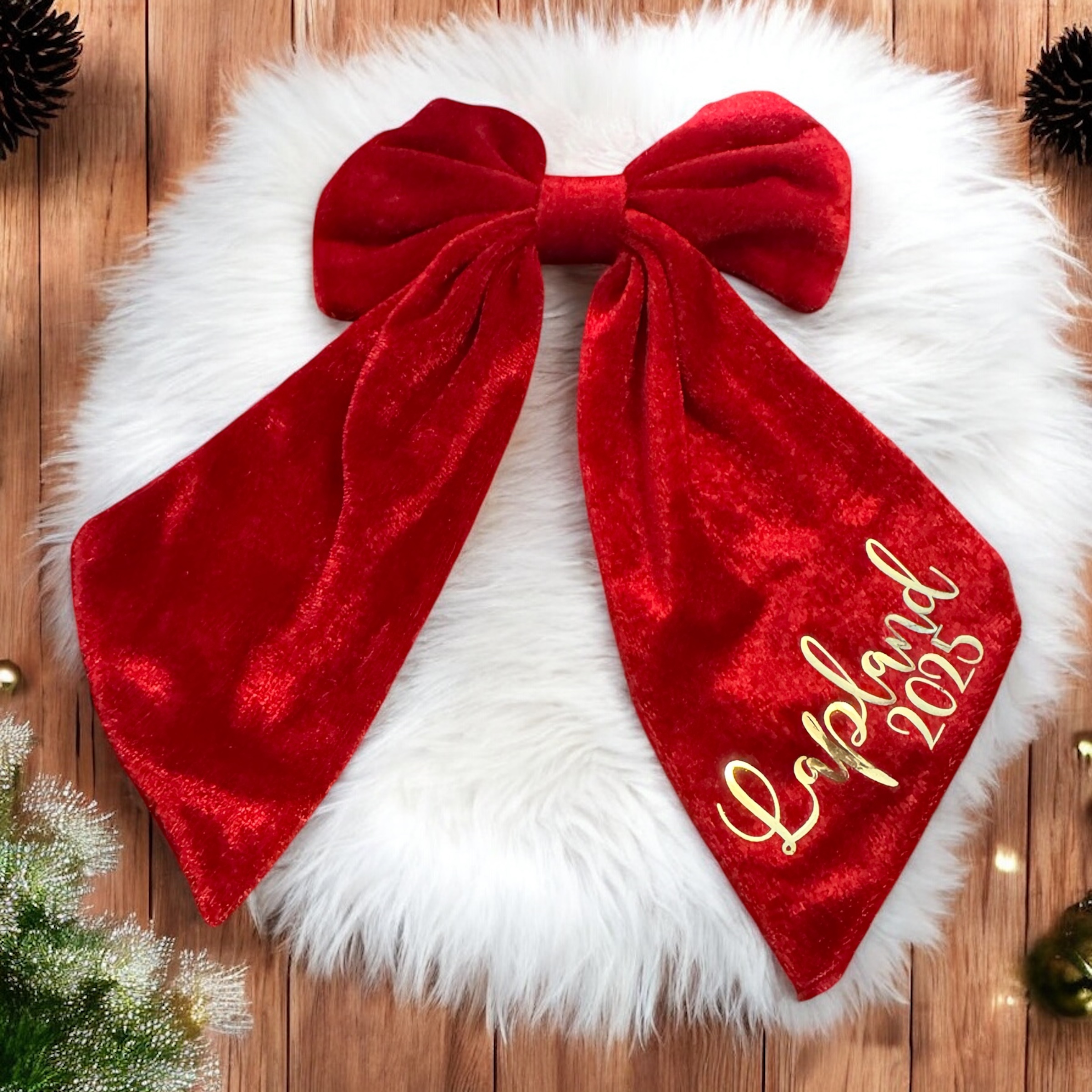 Personalised Lapland Bow Red or Navy - Image 4