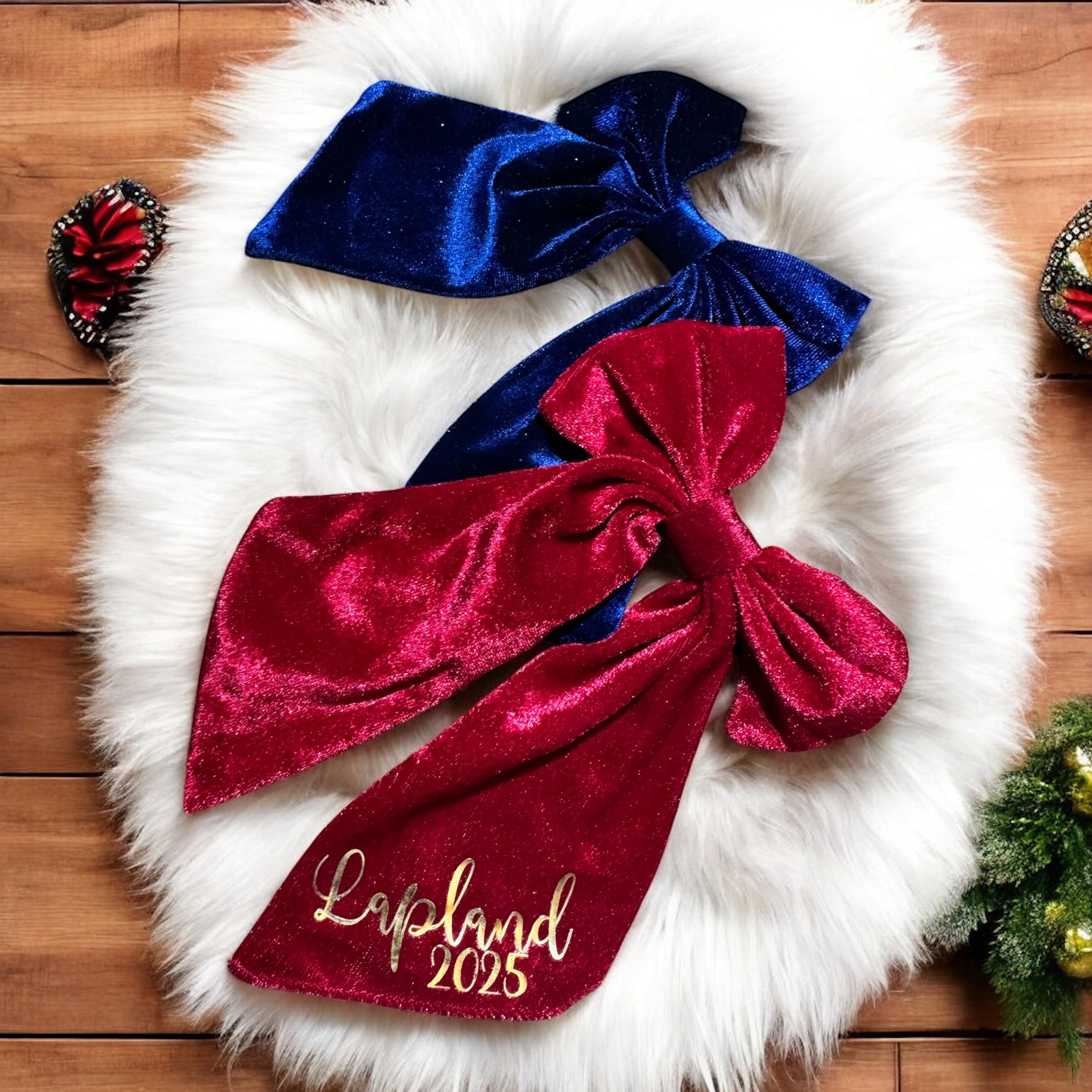 Personalised Lapland Bow Red or Navy - Image 3