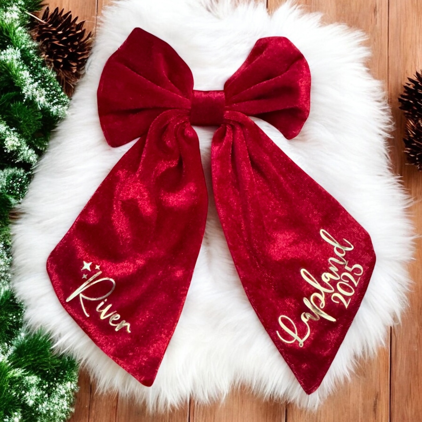 Personalised Lapland Bow Red or Navy