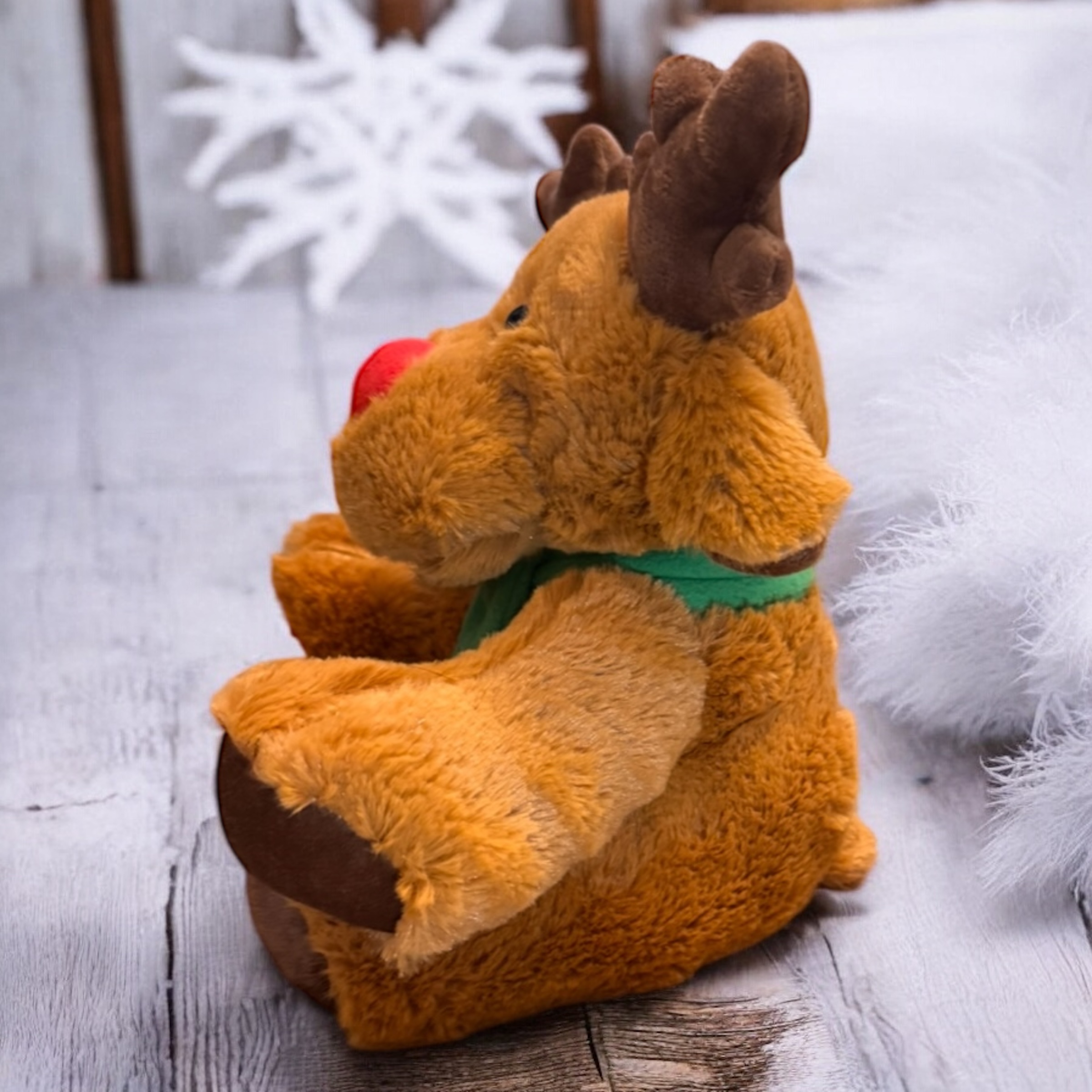 Personalised Lapland Reindeer (Reindeer 1 Dark Brown With Green Scarf) - Image 4