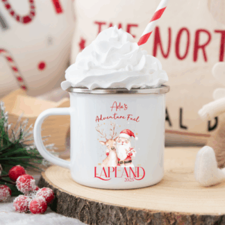 Personalised Lapland Cup Santa and His Reindeer