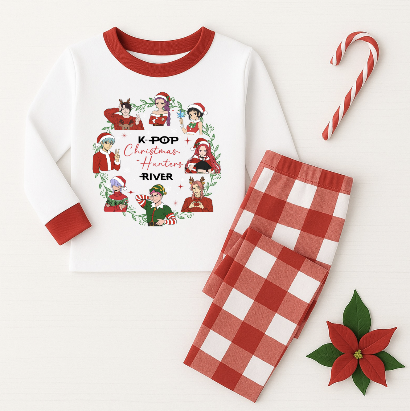 K Pop Girls Christmas Pyjamas Check Style