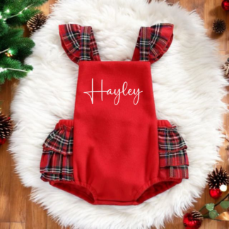 Christmas Half Tartan Baby Romper