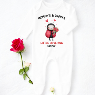 Personalised Valentines "My Little Love Bug" Babygrow, Vest and Bib
