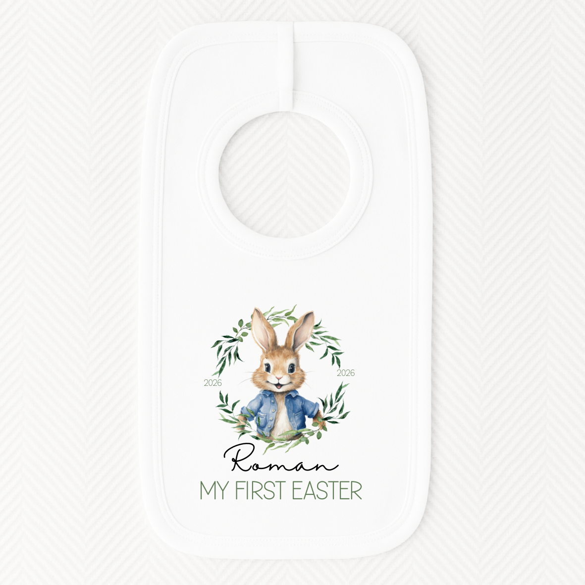 Personalised Easter Boy Bunny Babygrow, Vest and Bib - Image 4