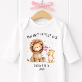 Personalised Girl's Father's Day Babygrow, Vest and Matching Bib.
