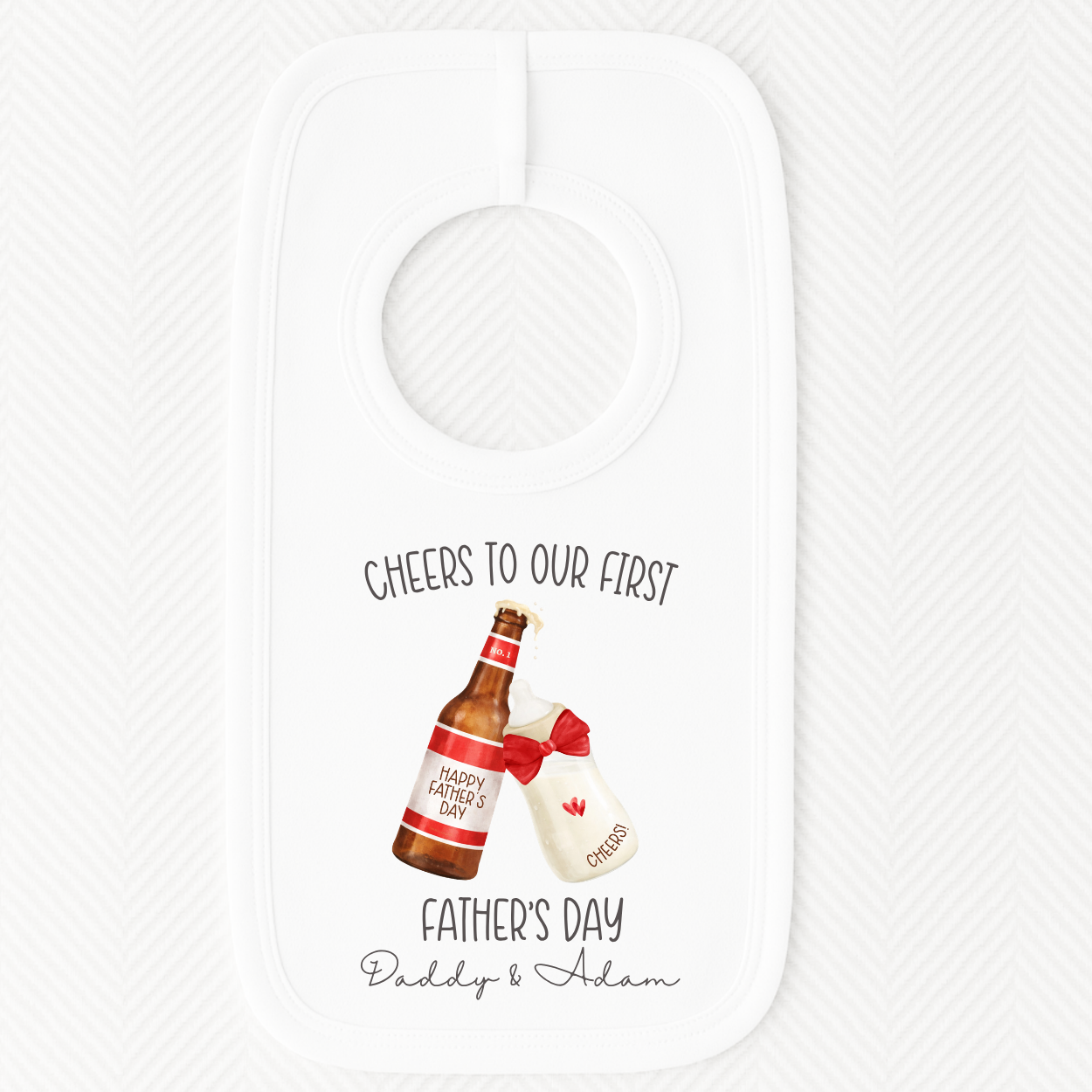 Personalised Beer &Bottle Father's Day Babygrow, Vest and Matching Bib. - Image 3
