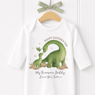 Personalised Roarsome Daddy Father's Day Babygrow, Vest and Matching Bib.