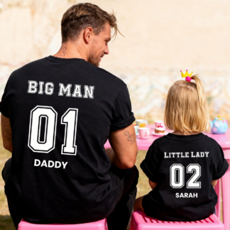 Big Man and Little Lady Matching T-Shirts, Babygrow or ,Vest