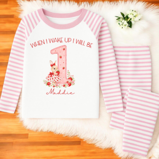 Girls Personalised "Strawbunny" Pyjamas
