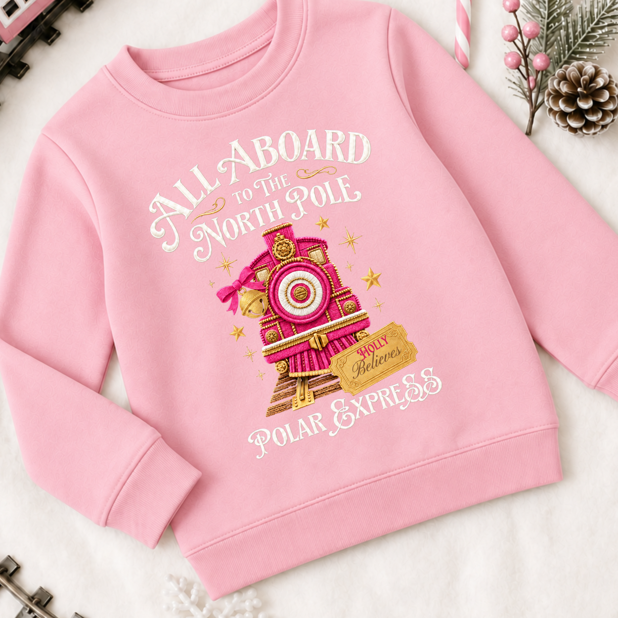 Polar Express Pink Embroidered Style Jumper - Image 3