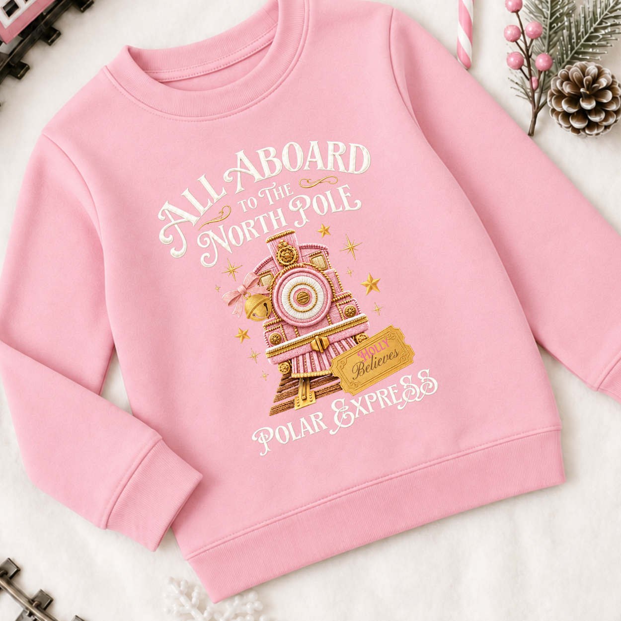 Polar Express Pink Embroidered Style Jumper - Image 2