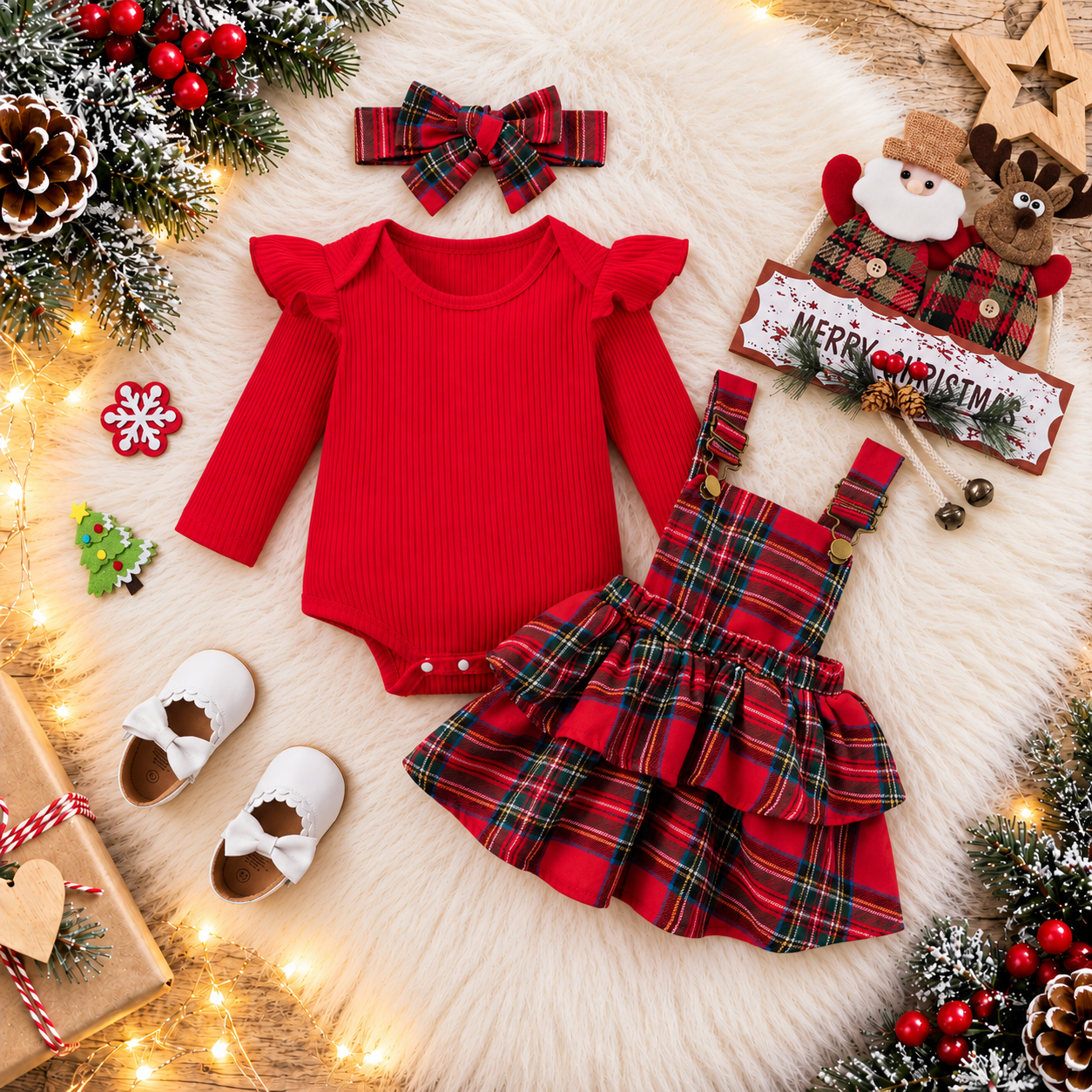 Christmas Tartan Dress And Matching HeadBand - Image 2